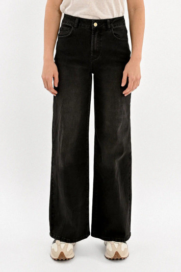 Molly Bracken High Waist Wide Leg Jeans Black