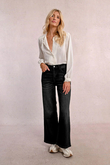 Molly Bracken High Waist Wide Leg Jeans Black