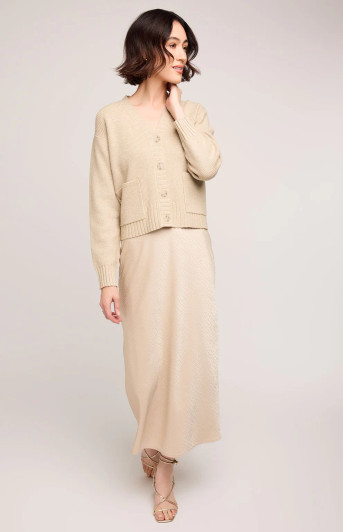 Gentle Fawn Bonnie Satin Midi Skirt Bone