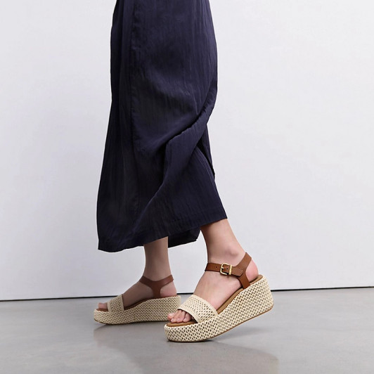 FitFlop Woven Platform Wedges Deep Tan