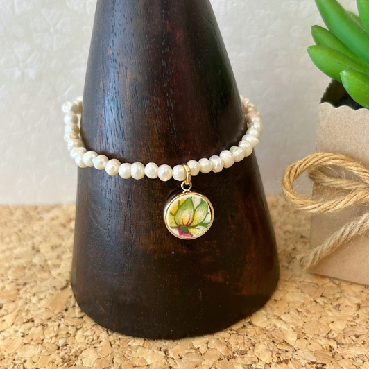 K. Ross Creations Antique China Pearl Bracelet Green