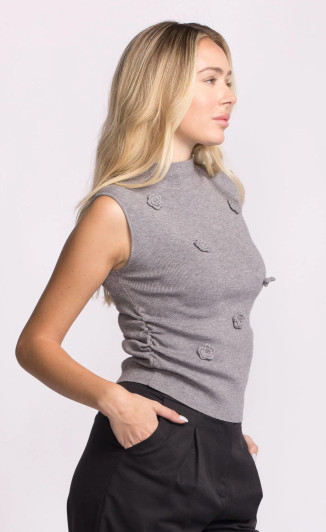 Pink Martini Rosslie Sleeveless Sweater Grey