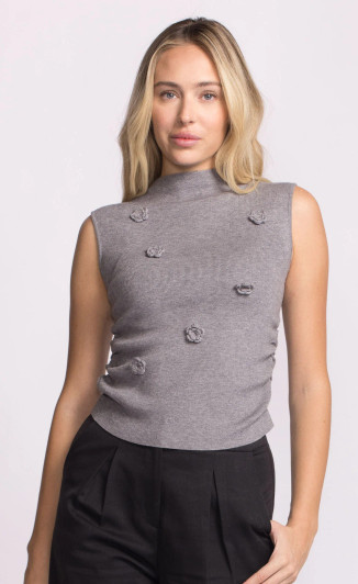 Pink Martini Rosslie Sleeveless Sweater Grey