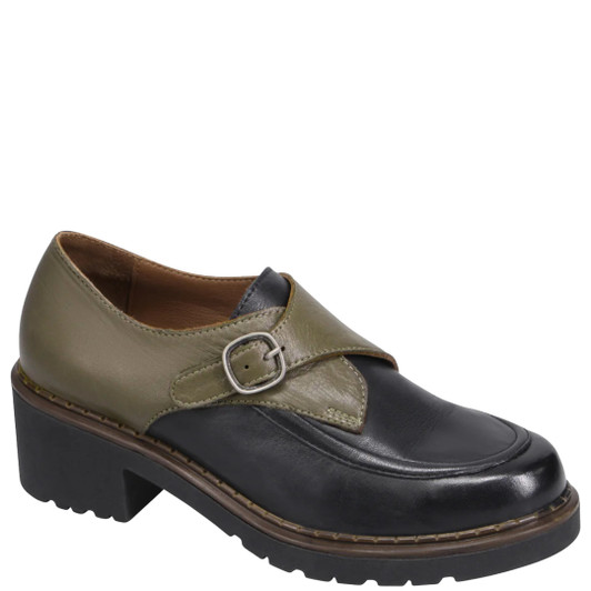 Bueno Nolan Chunky Loafers Black/Khaki
