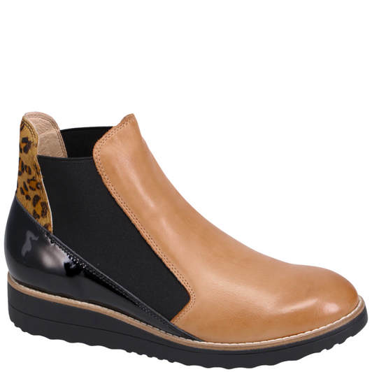 Django & Juliette Osiel Wedge Boots Dark Tan Black Multi