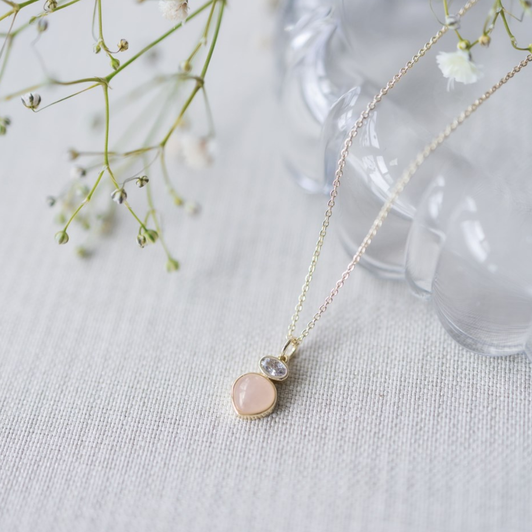 Glee Gold Plated Anastasia Necklace Rose Quartz