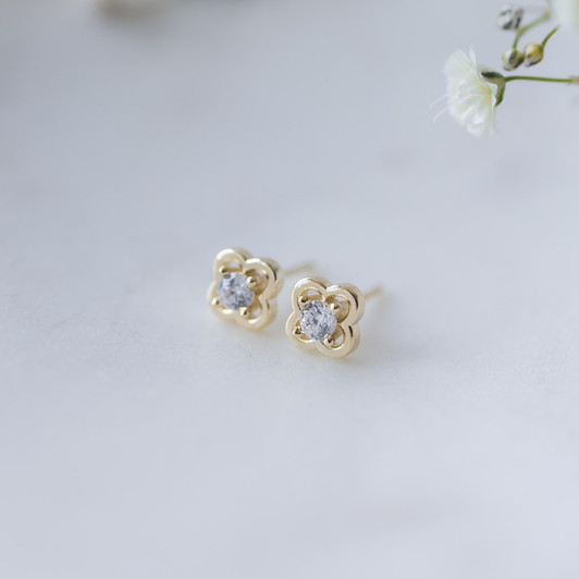 Glee Gold Plated Elodie Crystal Clover Studs