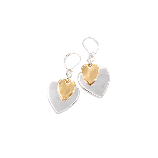 Caracol Flat Heart Dangle Earrings Silver