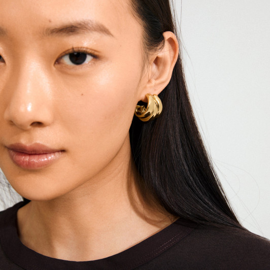 Pilgrim Damia Triple Layer Chunky Hoops Gold Plated