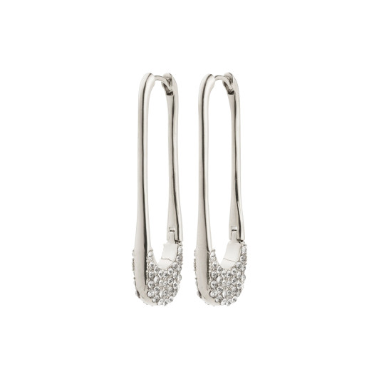 Pilgrim Instant Long Crystal Hoops Silver Plated
