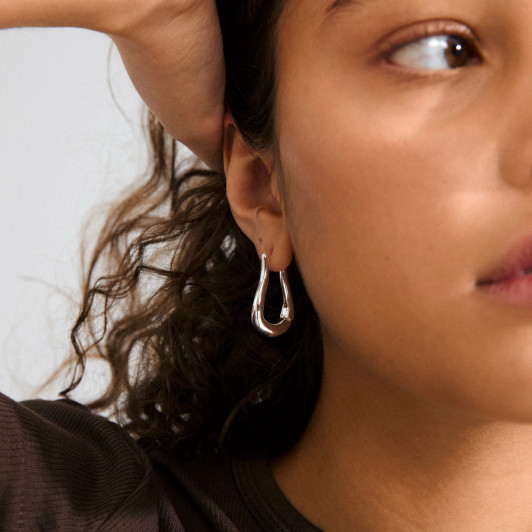 Pilgrim Unfold Wavy Hoops Silver Plated
