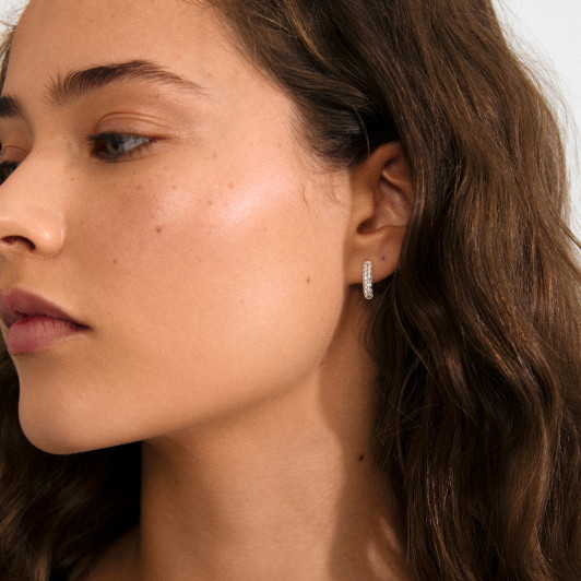 Pilgrim Tatum Small Sparkly Hoops Silver Plated