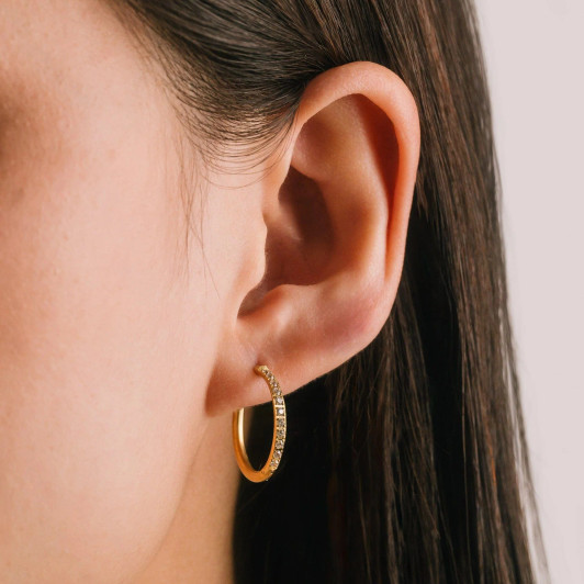 Lover's Tempo Evie 20mm CZ Hoops Gold