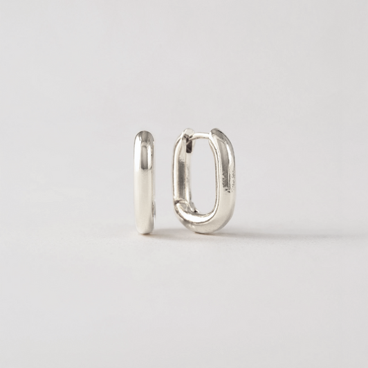 Lover's Tempo Small Paperclip Puff Hoops Silver
