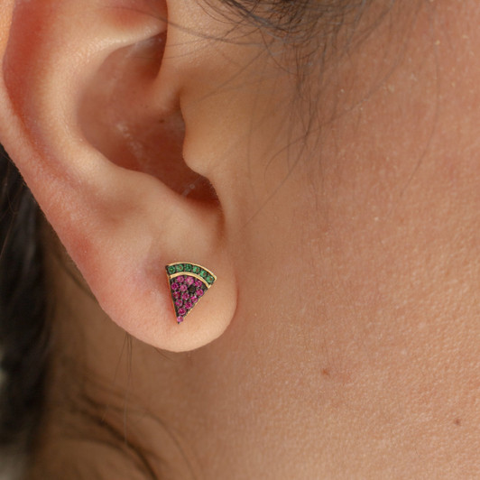House of Jewellery Watermelon CZ Studs Gold Vermeil