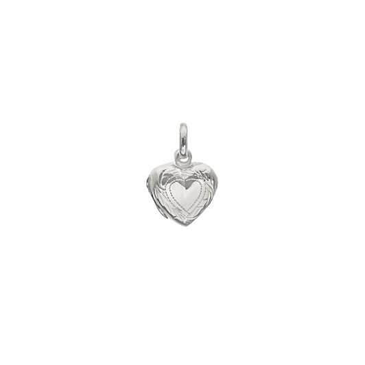 House of Jewellery Small Engraved Heart Locket Silver