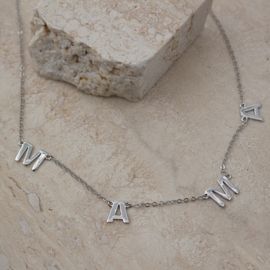 House of Jewellery Mama Letter Necklace Rhodium Plated