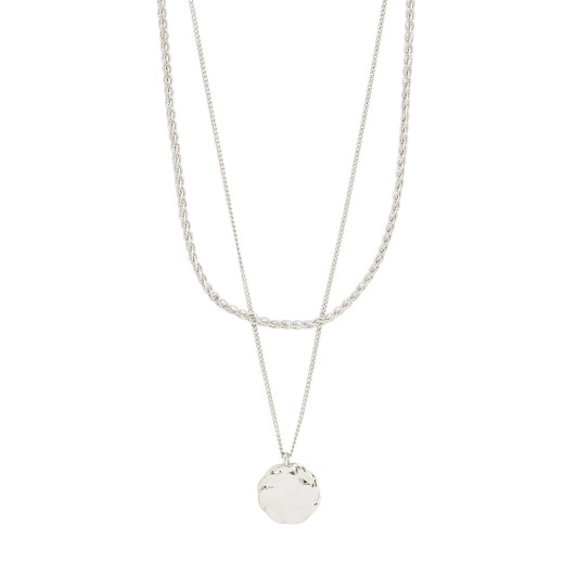 Pilgrim Declan Layered Coin Necklace Silver Plated
