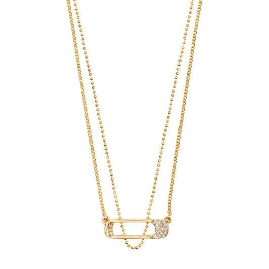 Pilgrim Instant Safety Pin Layered Necklace Gold Plated