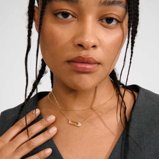 Pilgrim Instant Safety Pin Layered Necklace Gold Plated