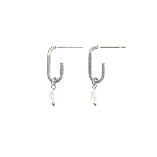 wellDunn Zeta Pearl Hoops Silver
