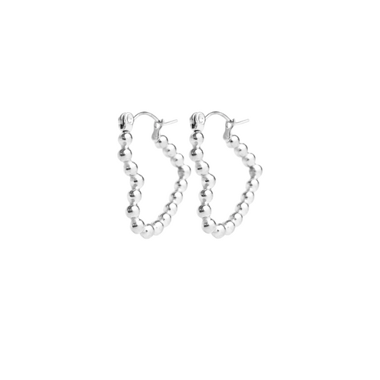 wellDunn Belle Heart Hoops Silver