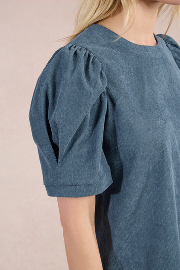 Molly Bracken Puff Sleeve Dress Blue Denim