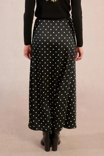 Molly Bracken Long Polka Dot Skirt Black