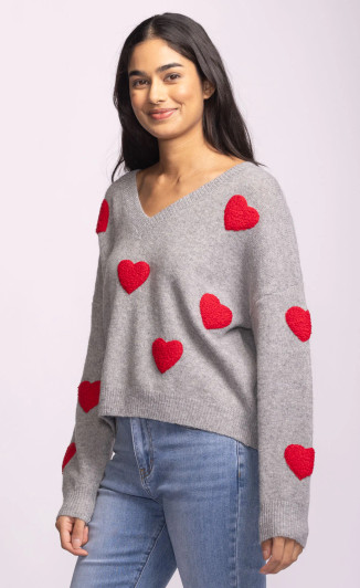 Pink Martini Espera Heart Sweater Grey