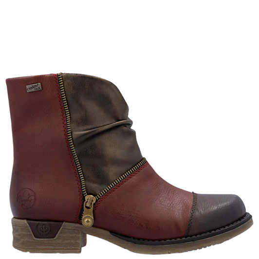 Rieker Fee Zip Boots Burgundy
