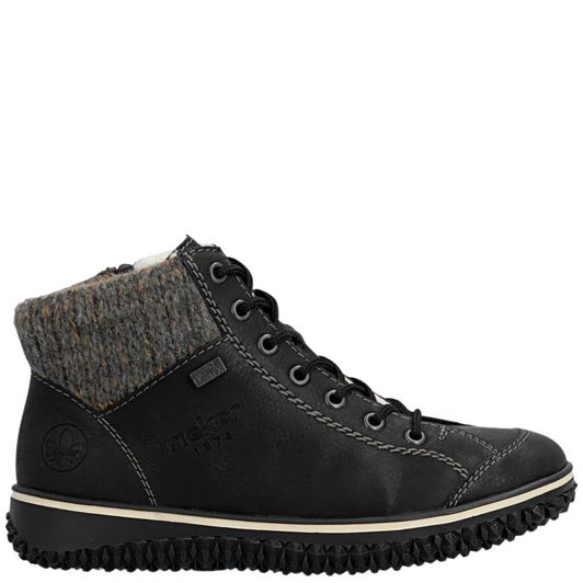 Rieker Cordula Knit Cuff Tex Ankle Boots Black