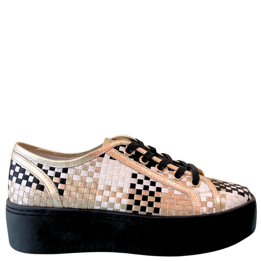 Minx Kellie Platform Shoes Metallic Weave