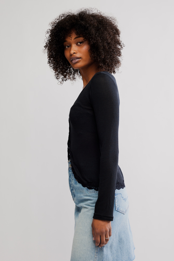 Free People Big Love Cardi Black