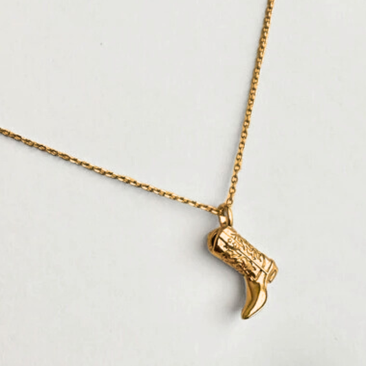 Pika & Bear Dolly Cowboy Boot Necklace Gold