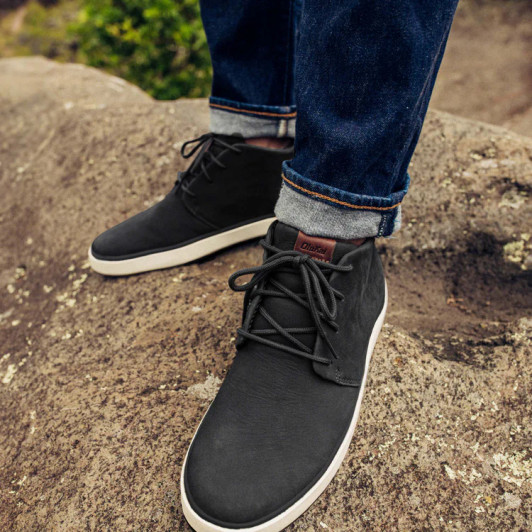 OluKai Papakū 'Ili Men’s Waterproof Leather Shoes Black