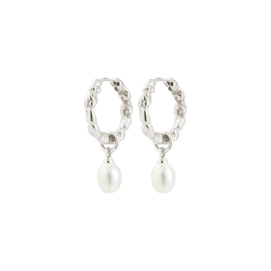 Pilgrim Shift Freshwater Pearl Hoops Silver Plated