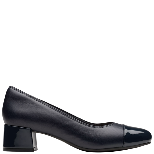 Clarks Iridessa May Block Heels Navy Leather
