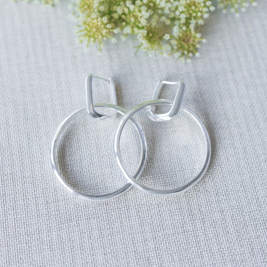 Glee Silver Plated Two Fold Circle Earrings