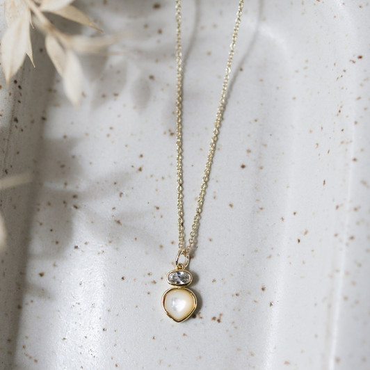 Glee Gold Plated Anastasia Necklace Moonstone