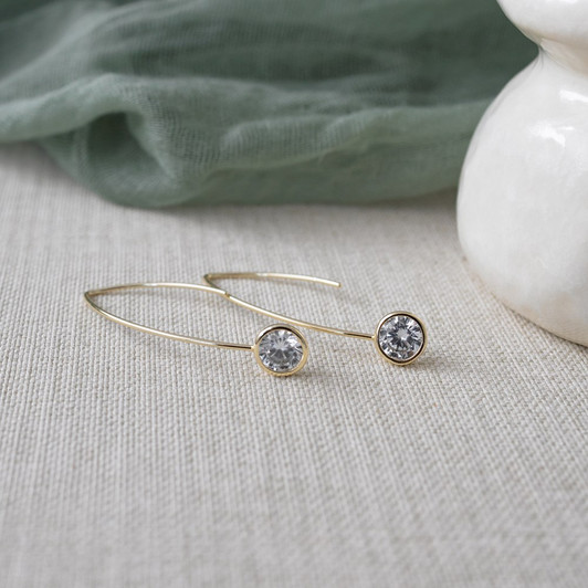 Glee Gold Plated Wren Earrings Clear