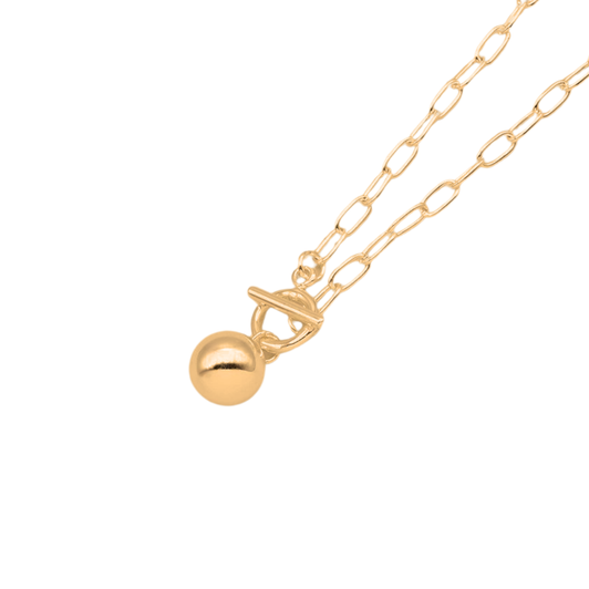 Caracol Sphere Pendant Toggle Necklace Gold