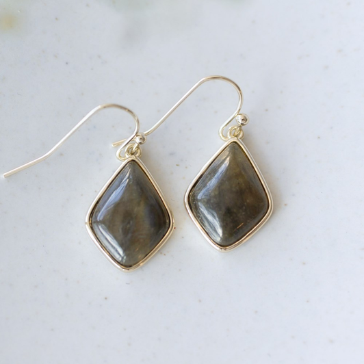 Glee Gold Plated Evora Dangle Earrings Labradorite