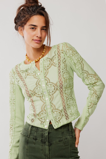 Free People Jae Knit Long Sleeve Fresh Green