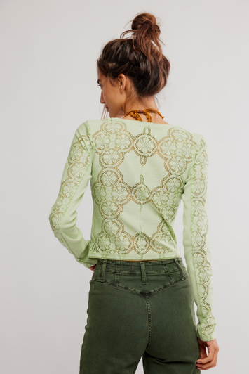 Free People Jae Knit Long Sleeve Fresh Green