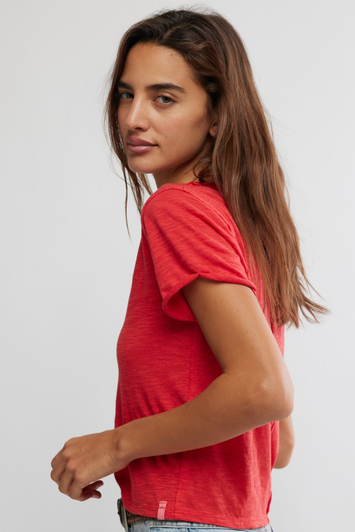 Free People Take 2 Tee Racing Red Combo