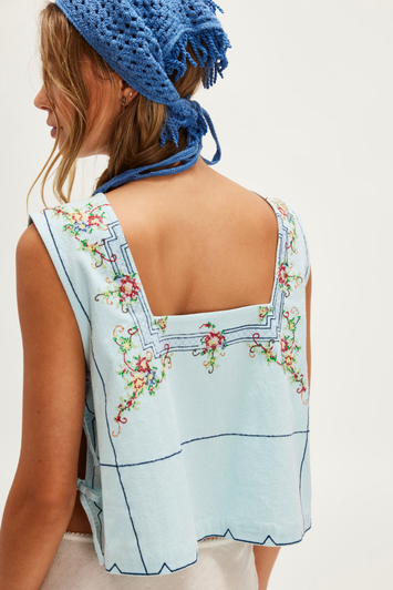 Free People Garden Wall Top Blue Combo