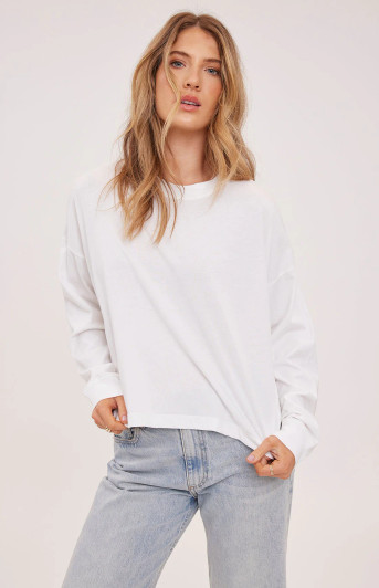 Gentle Fawn Christy Cotton Long Sleeve Top White