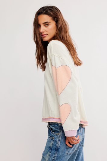 Free People You're A Star Long Sleeve Mint Heart Combo