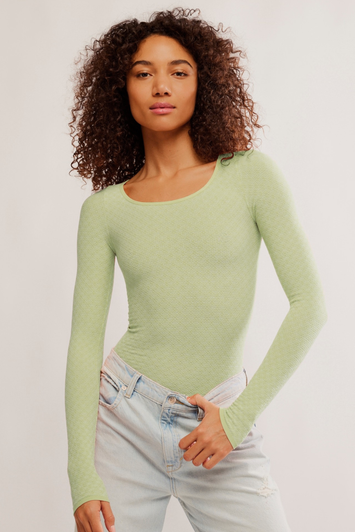 Free People Love Letter Long Sleeve Fresh Green