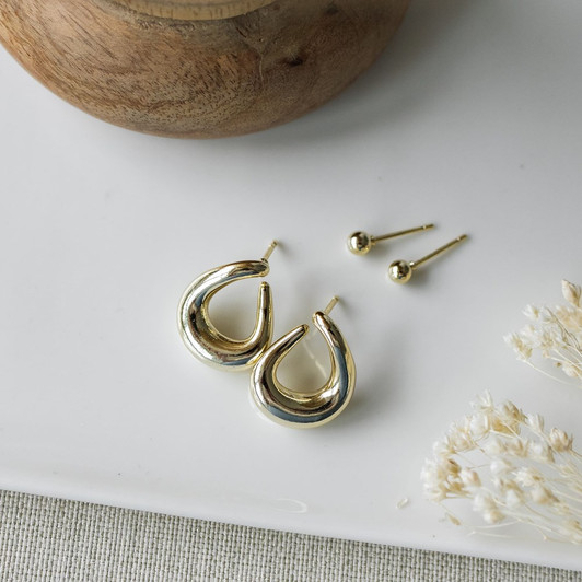 Glee Gold Plated Duet Chunky Earring Set